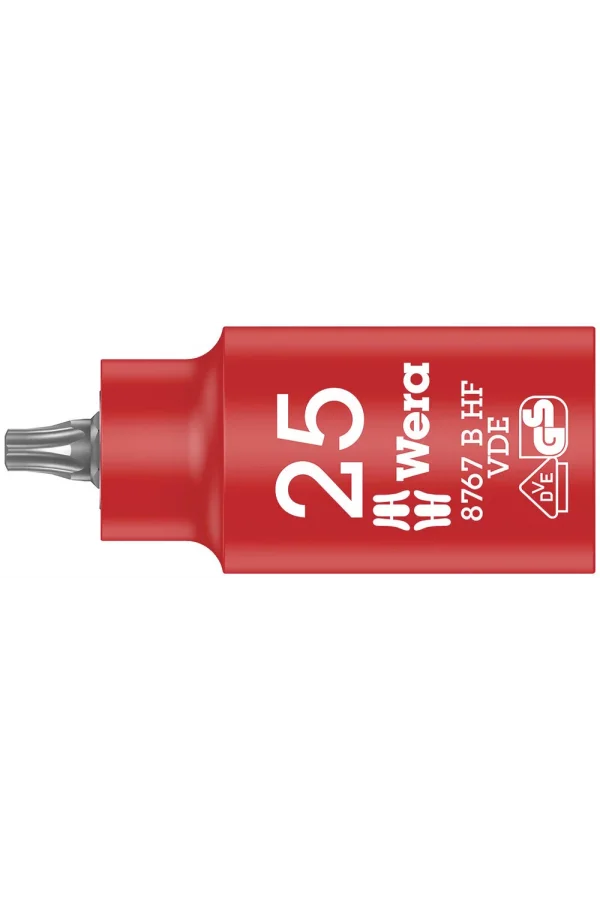 Wera 8767 B VDE HF TORX® Uçlu Zyklop Yalıtımlı Lokma Bits, 3/8 Soketli, Tutma Fonksiyonlu, TX 25 x 55 mm
