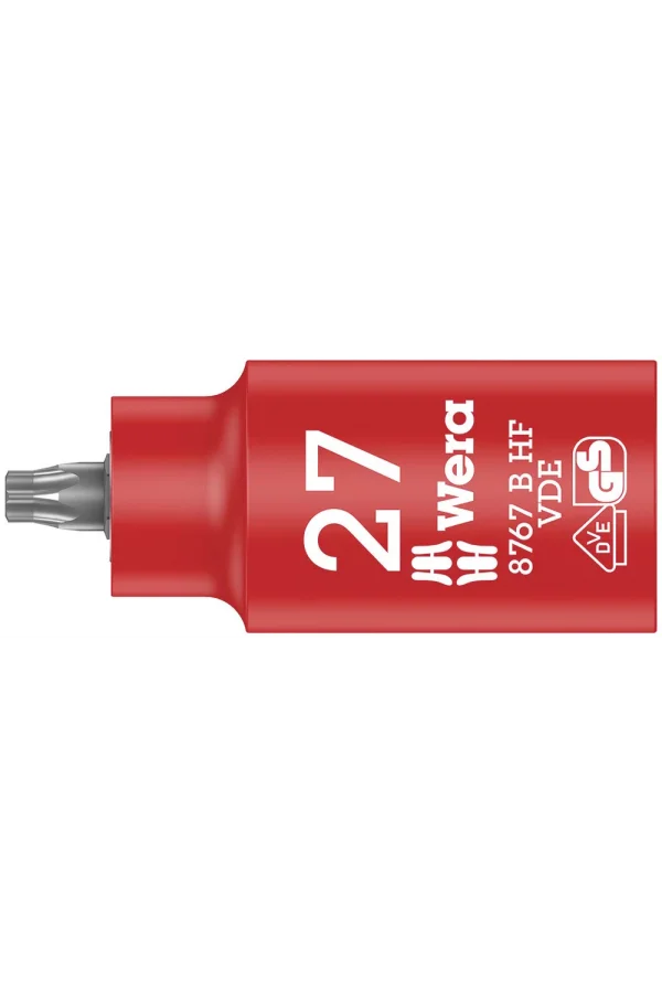 Wera 8767 B VDE HF TORX® Uçlu Zyklop Yalıtımlı Lokma Bits, 3/8 Soketli, Tutma Fonksiyonlu, TX 27 x 55 mm