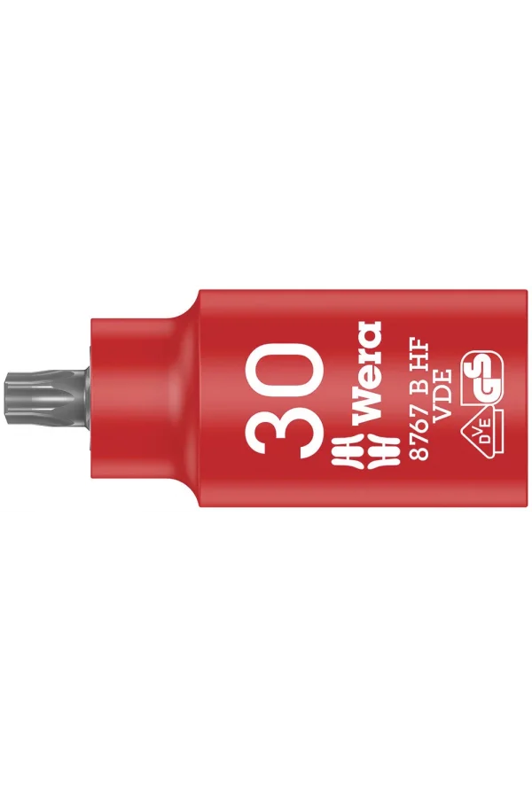 Wera 8767 B VDE HF TORX® Uçlu Zyklop Yalıtımlı Lokma Bits, 3/8 Soketli, Tutma Fonksiyonlu, TX 30 x 55 mm