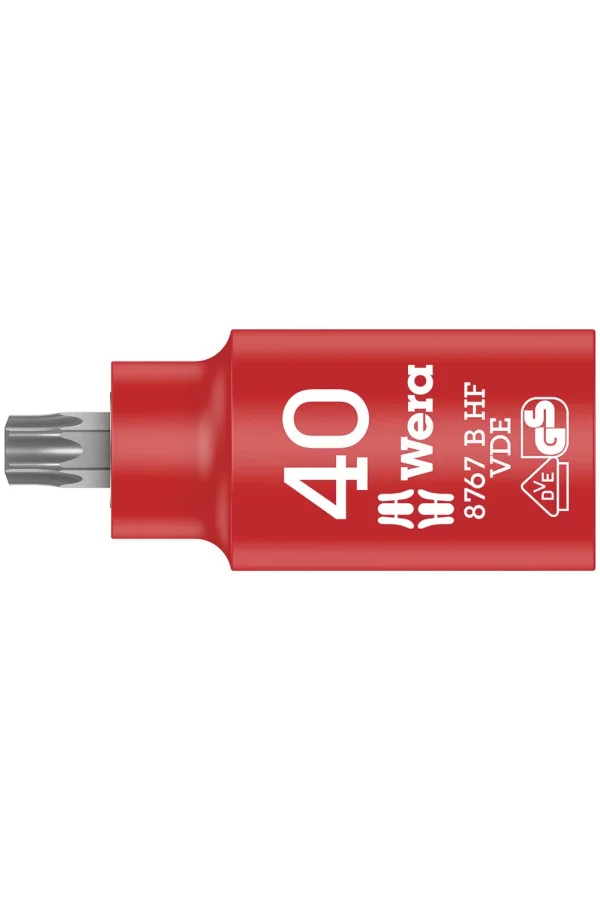 Wera 8767 B VDE HF TORX® Uçlu Zyklop Yalıtımlı Lokma Bits, 3/8 Soketli, Tutma Fonksiyonlu, TX 40 x 55 mm