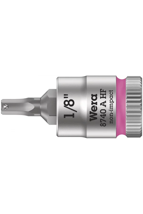 Wera 8740 A HF Altıgen Uçlu Zyklop Lokma Bits, 1/4 Soketli, Tutma Fonksiyonlu, 1/8 x 28 mm