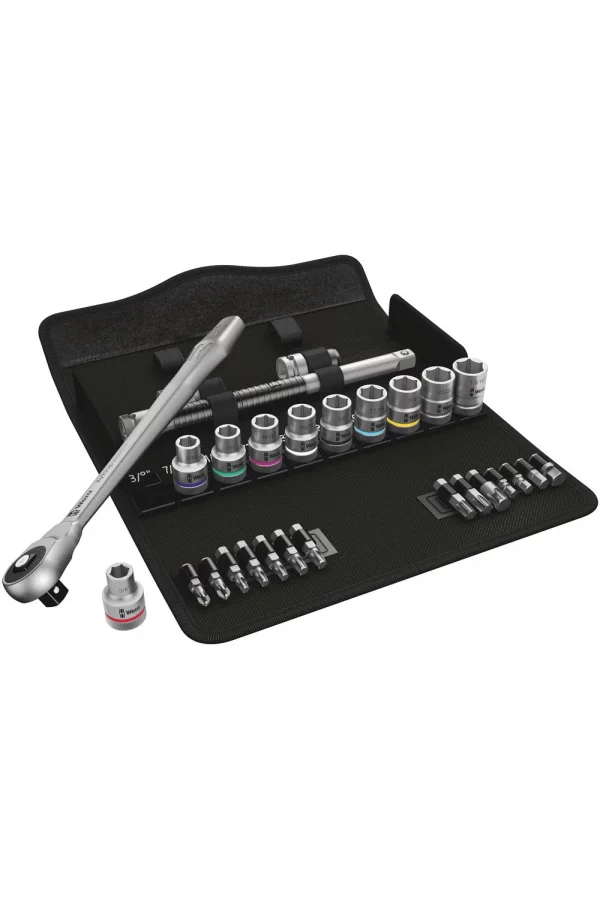 Wera 8100 SC 10 Zyklop Metal Cırcır Seti, İtmeli 1/2 Sürücülü, inç