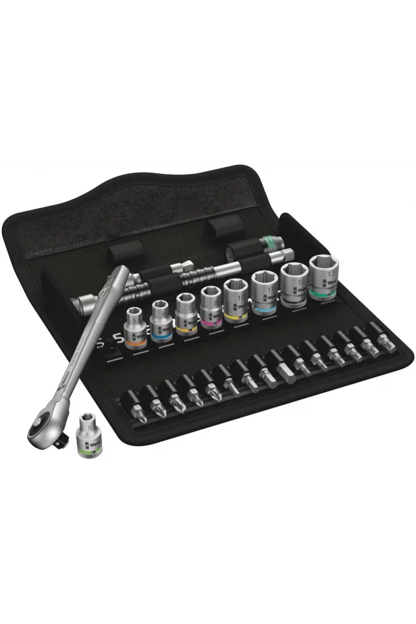 Wera 8100 SA 7 Zyklop Metal İtmeli Cırcır Seti, 1/4 Sürücülü, metrik