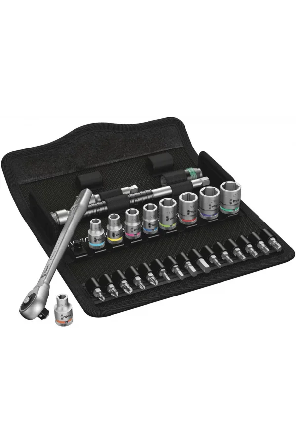 Wera 8100 SA 10 Zyklop Metal İtmeli Cırcır Seti, 1/4 Sürücülü, inç