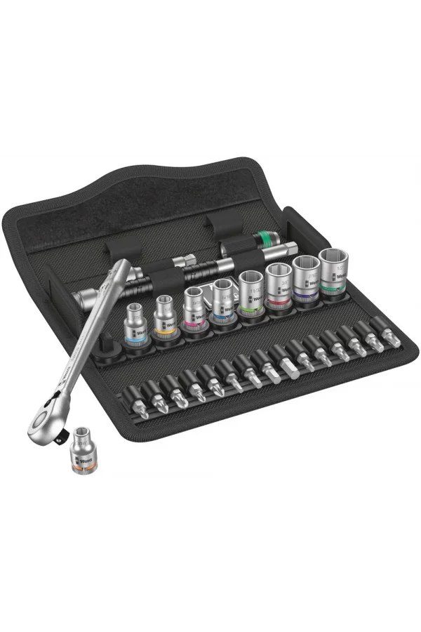Wera 8100 SA 11 Zyklop Metal Yön Mandallı Cırcır Seti, 1/4 Sürücülü, inç