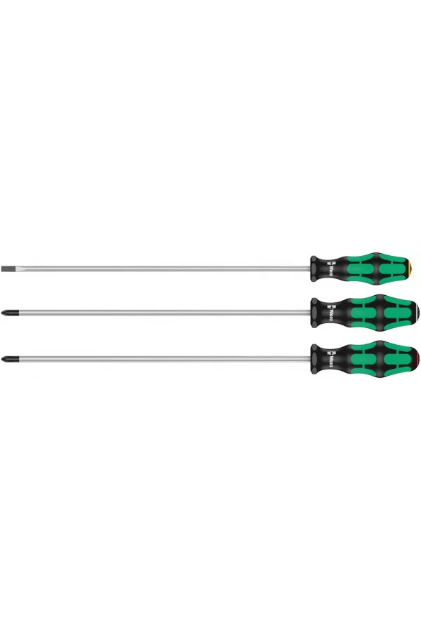 Wera 335/350/355/3 Kraftform Plus Tornavida Seti, 300 mm Uzun Bıçaklı