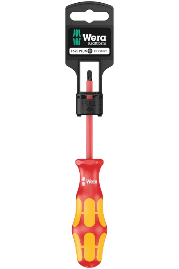Wera 162 i PH/S SB VDE Yalıtımlı Yıldız/Düz Tornavida, # 1 x 80 mm