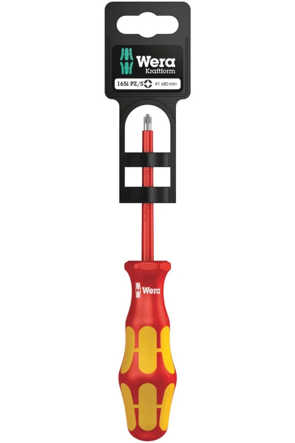 Wera 165 i PZ/S SB VDE Yalıtımlı Pozidriv/Düz Tornavida, # 1 x 80 mm