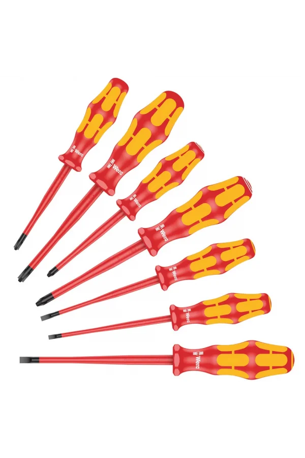 Wera 160 iSS/7 Kraftform Plus 100 Serisi Tornavida Seti , İnce Bıçaklı ve Saplı