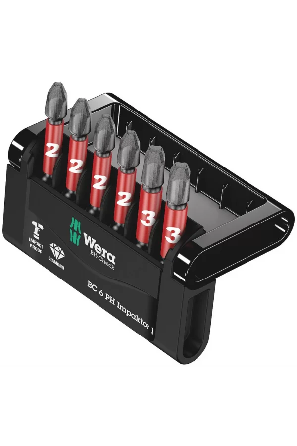Wera Bit-Check 6 PH Impaktor 1  Profesyonel Matkap Vidalama Tornavida bits Uçları