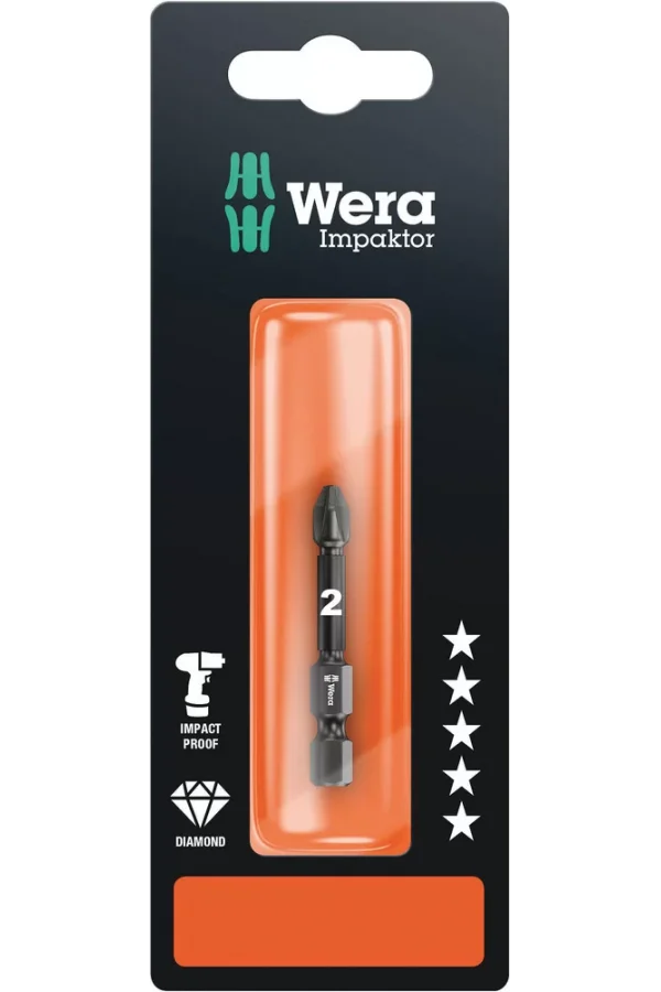 Wera 855/4 IMP DC Impaktor Bits SB, PZ 2 x 50 mm