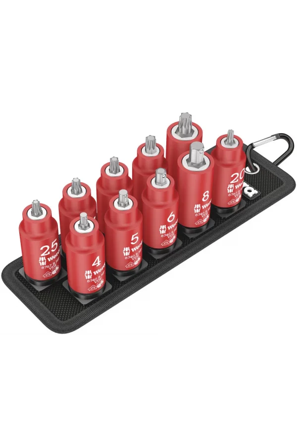 Wera Belt B VDE 1 TORX® Uçlu Zyklop Yalıtımlı Lokma Bits Seti, 3/8 Soketli, Tutma Fonksiyonlu