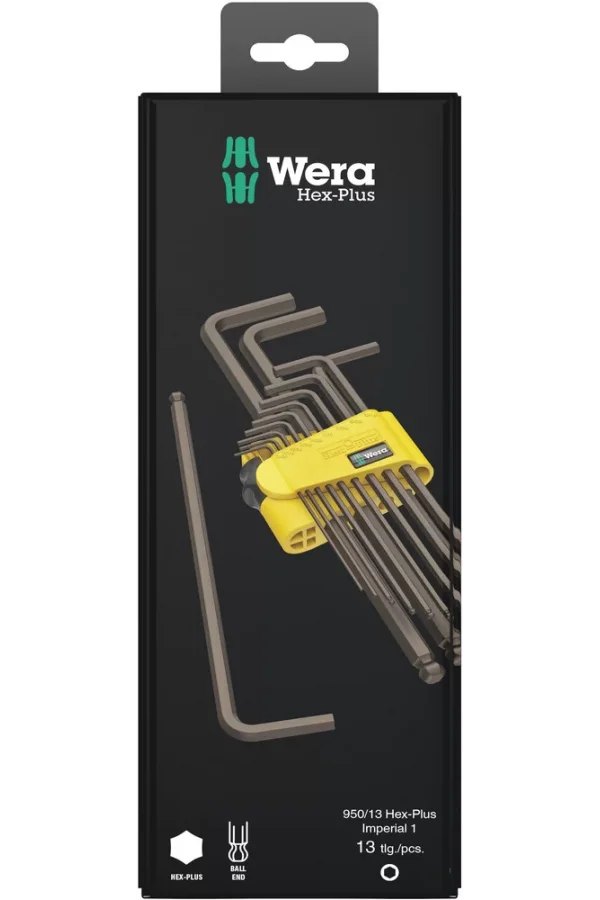 Wera 950/13 Hex-Plus Emperyal 1 SB Allen Anahtar Set, inç, BlackLaser