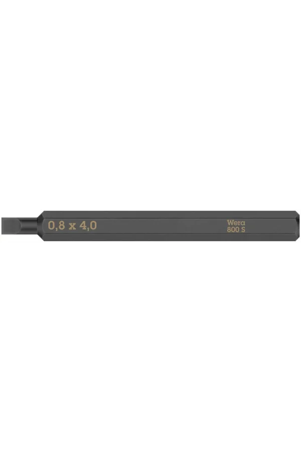Wera 800 S Darbeli Tornavidalar için Düz Bitsler, 0.8 x 4 x 70 mm