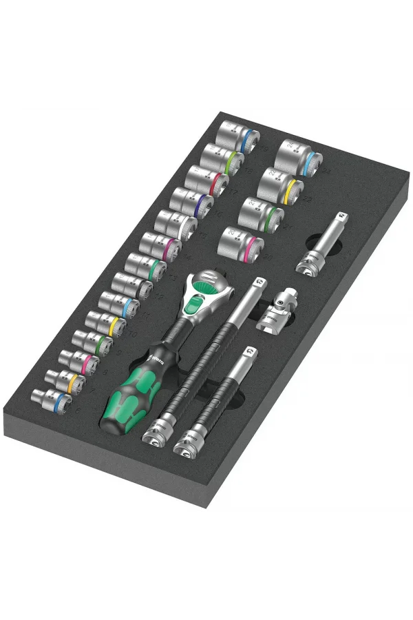 Wera 9721 Özel Kesim Süngerli 8000 B Zyklop Cırcır 3/8 Set 1