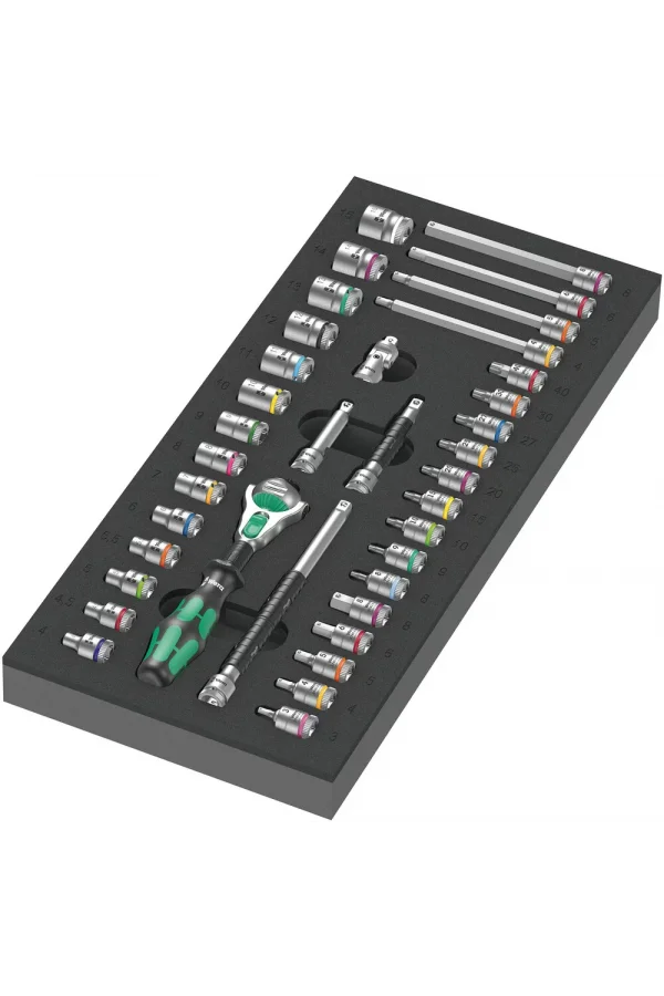Wera 9720 Özel Kesim Süngerli 8000 A Zyklop Cırcır 1/4 Set 1
