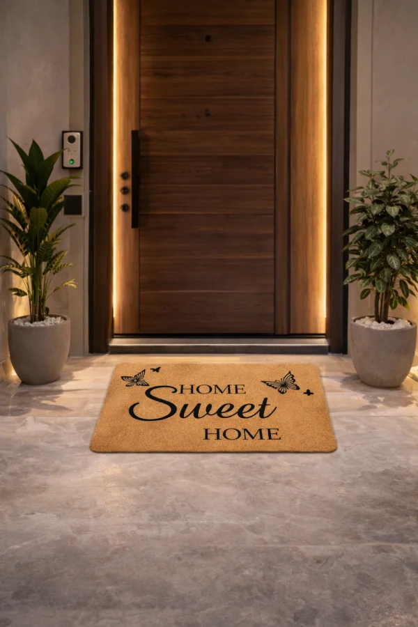 Esnature Evim Evim Güzel Evim Home Sweet Home Kahverengi Kapı Önü Paspası 45x70 Cm