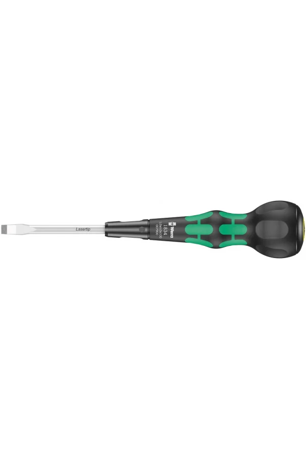 Wera 1834 Kraftform BallGrip/Yumru Saplı Düz Tornavida, 1 x 6 x 100 mm