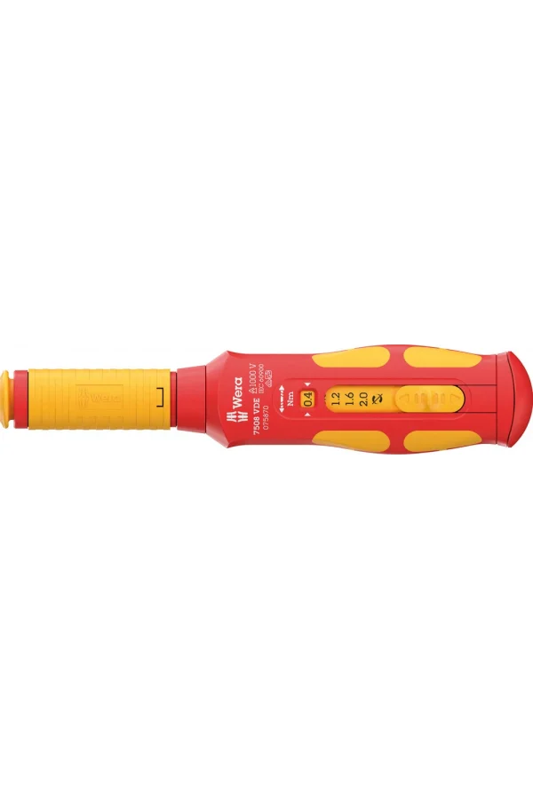 Wera 7508 VDE Kraftform Safe-Torque Speed Tork anahtarı, 0,4-2,0 Nm, 9 x 0.4 Nm x 0.8 Nm x 1.2 Nm x 1.6 Nm x 2.0 Nm x 192 mm