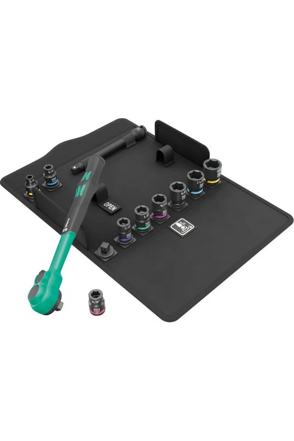 Wera 8100 SB 13 Zyklop Comfort Yön Mandallı Cırcır Seti, 3/8 Sürücülü, inç