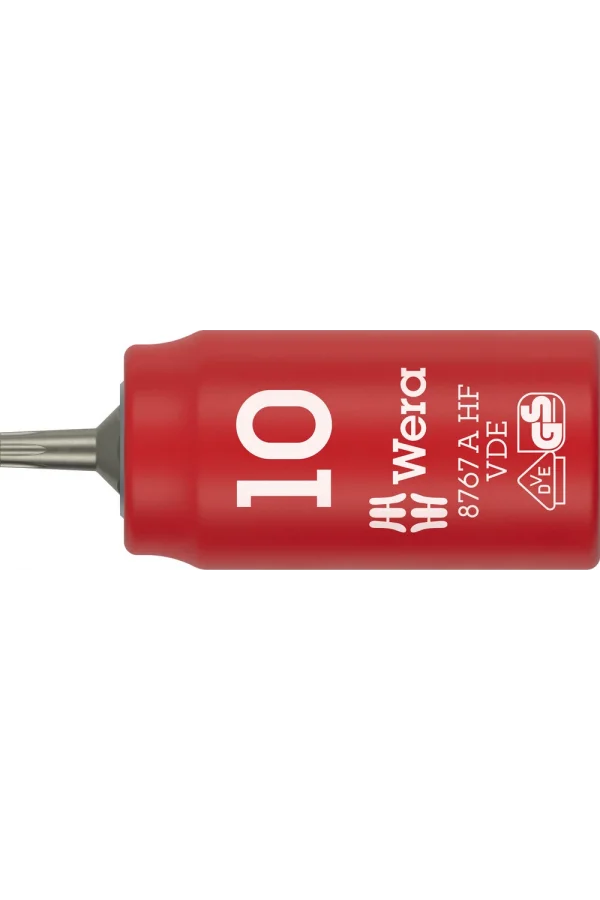 Wera 8767 A VDE HF TORX® Zyklop lokma bits, izole, 1/4 soketli, tutucu özellikli, TX 10 x 36 mm