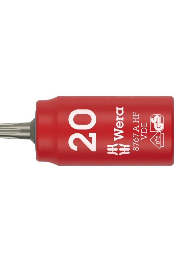 Wera 8767 A VDE HF TORX® Zyklop lokma bits, izole, 1/4 soketli, tutucu özellikli, TX 20 x 36 mm