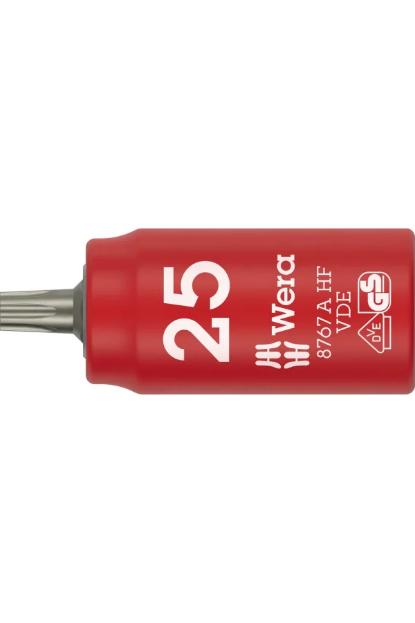 Wera 8767 A VDE HF TORX® Zyklop lokma bits, izole, 1/4 soketli, tutucu özellikli, TX 25 x 36 mm