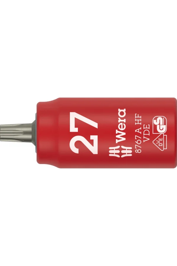 Wera 8767 A VDE HF TORX® Zyklop lokma bits, izole, 1/4 soketli, tutucu özellikli, TX 27 x 36 mm