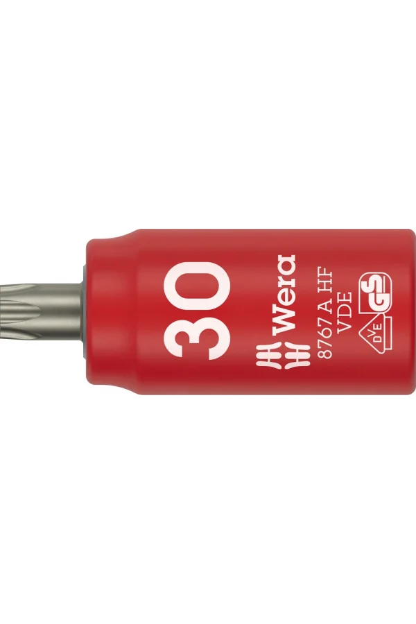 Wera 8767 A VDE HF TORX® Zyklop lokma bits, izole, 1/4 soketli, tutucu özellikli, TX 30 x 36 mm