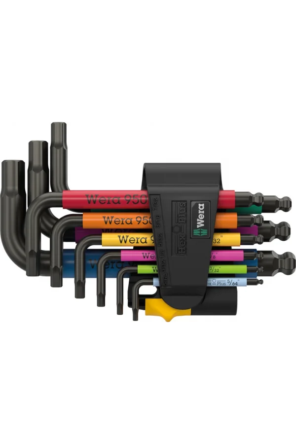 Wera 950/9 Hex-Plus Renkli Emperyal 3 Allen Anahtar Set, inç, BlackLaser
