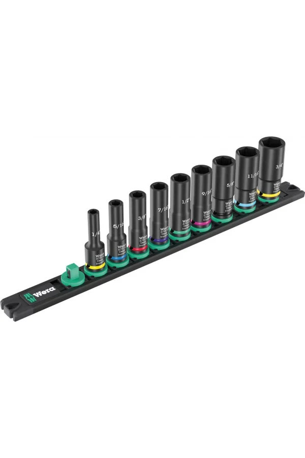 Wera 9661 Manyetik şerit B Impaktor Derin Emperyal 1 lokma set, 3/8 soketli