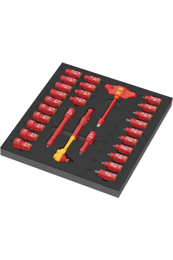Wera 9726 Özel Kesim Sünger 8007 B VDE Zyklop VDE Cırcır Set 1, 3/8