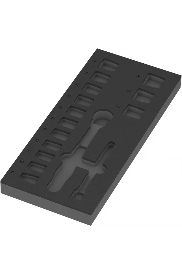 Wera 9824 Özel Kesim Sünger 8010 B Zyklop Comfort Cırcır Set 1, 3/8, boş, 172 x 30 x 392 mm