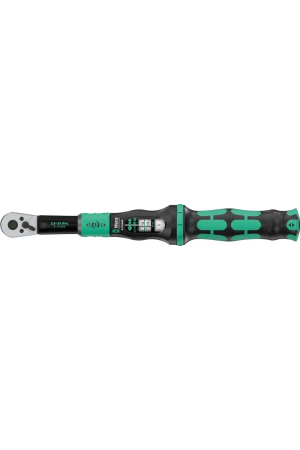 Wera Click-Torque Lock A 5 Tork anahtarı, ayarlanabilir, tork kilit fonksiyonlu, yön mandallı cırcır, saat yönünde torklama operasyonu, 2,5-25 Nm, 1/4 x 2.5-25 Nm