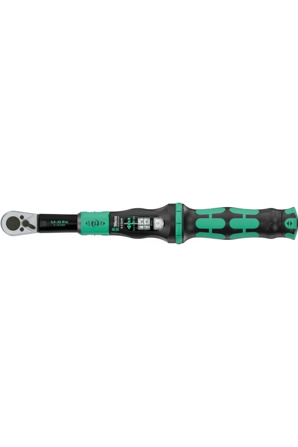 Wera Click-Torque Lock A 6 Tork anahtarı, ayarlanabilir, tork kilit fonksiyonlu, yön mandallı cırcır, saat yönünde torklama operasyonu, 2,5-25 Nm, 1/4 x 2.5-25 Nm