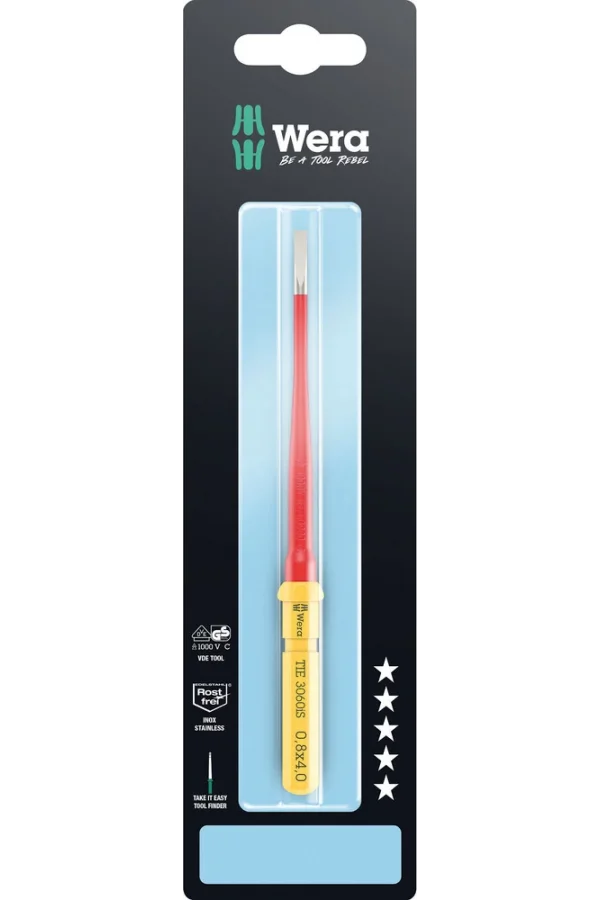 Wera Kraftform Kompakt VDE 3060 iS Take it easy SB, Paslanmaz, 0.8 x 4 x 157 mm