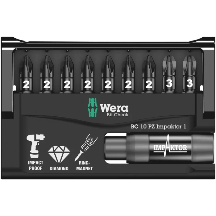 Wera Bit-Check 10 PZ impaktor Bits Seti 1 05057684001