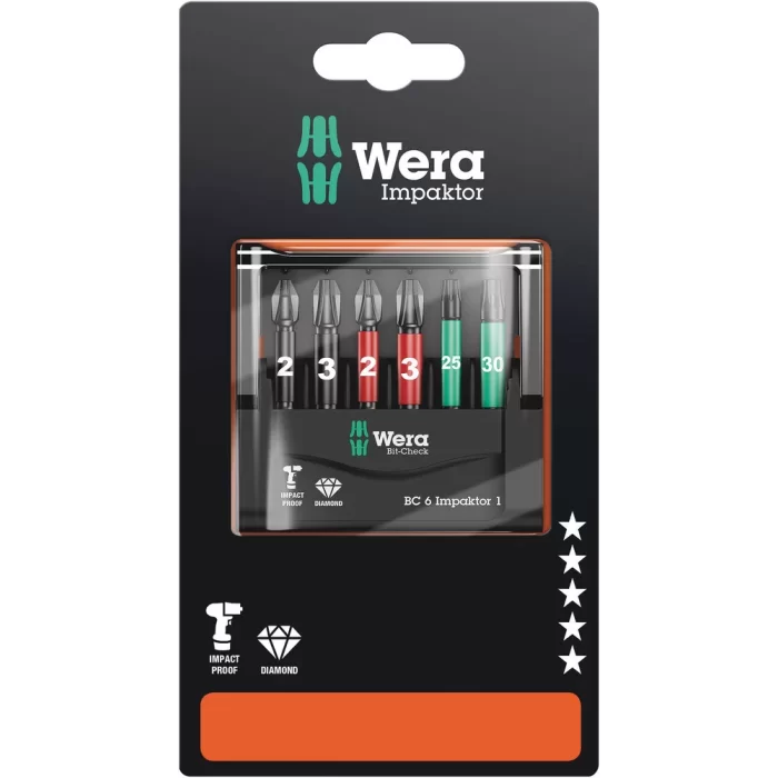 Wera Bit-Check 6 impaktor Bits Seti 1 SB 05073890001