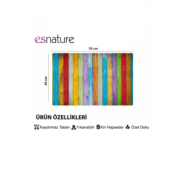 Esnature Rustik Ahşap Renkli Kapı Önü Paspası 45x70 Cm