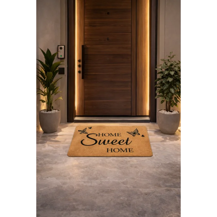 Esnature Evim Evim Güzel Evim Home Sweet Home Kahverengi Kapı Önü Paspası 45x70 Cm