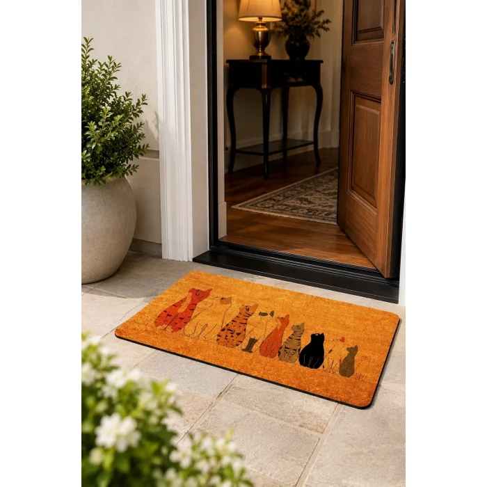 Esnature Sevimli Kediler Kapı Önü Paspası 45x70 Cm
