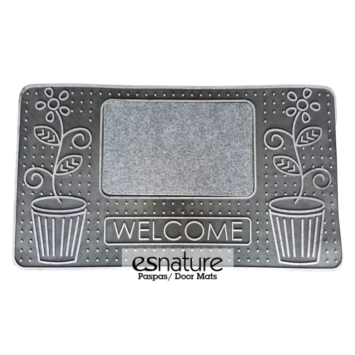 Esnature Toz Alıcı Keçeli Gümüş Renk Kauçuk Kapı Önü Paspası 40x70 Cm