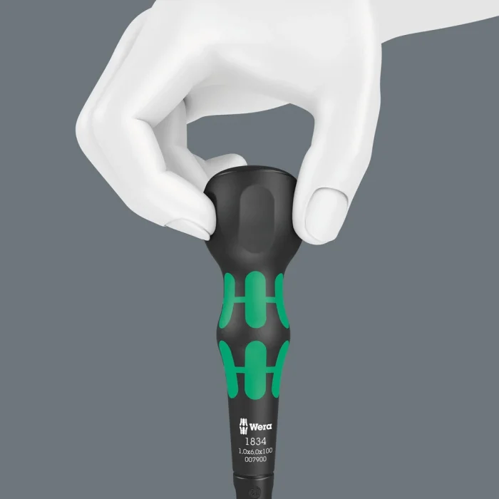 Wera 1834 Kraftform BallGrip/Yumru Saplı Düz Tornavida, 1 x 6 x 100 mm