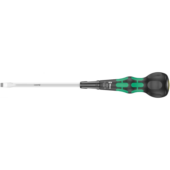 Wera 1834 Kraftform BallGrip/Yumru Saplı Düz Tornavida, 1 x 6 x 150 mm