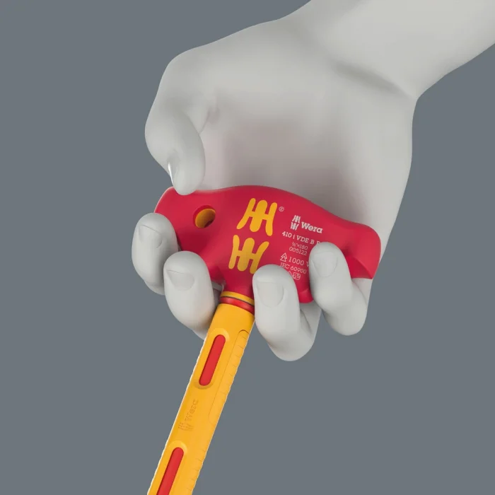 Wera 410 i VDE B RA 3/8 lokmalar için cırcırlı VDE yalıtımlı T saplı adaptör tornavida, 3/8 x 130 mm