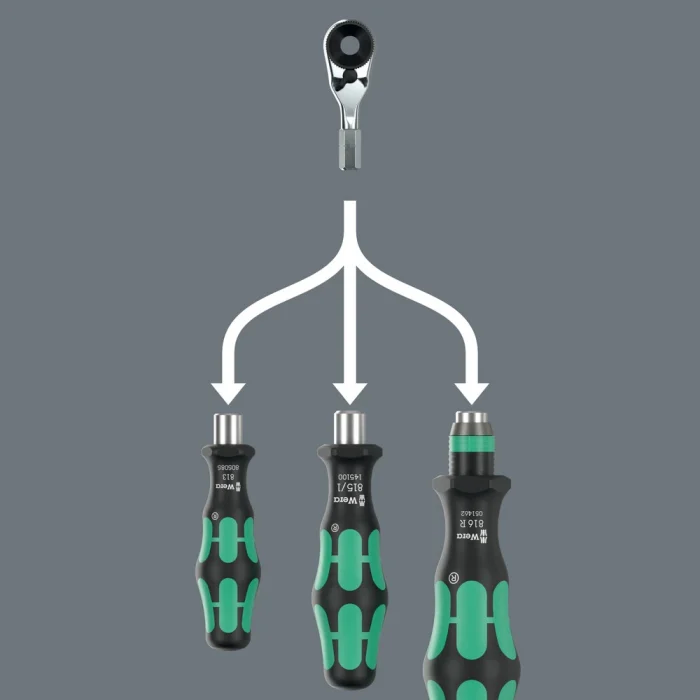 Wera 8011 Zyklop Mini 4 Bits tutuculu cırcır, 1/4, 1/4 x 50 mm