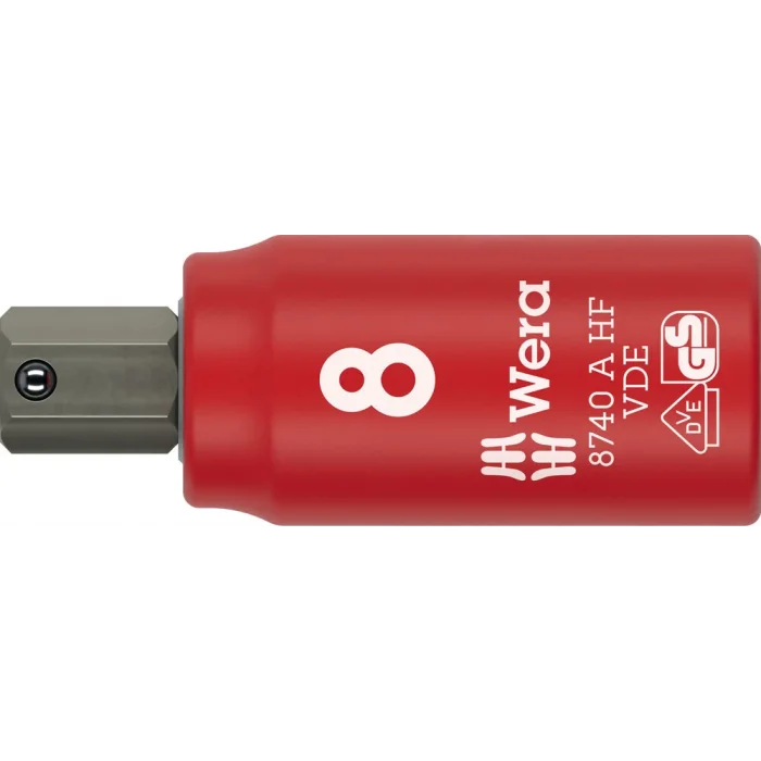 Wera 8740 A VDE HF Zyklop lokma bits, izole, 1/4 soketli, altıgen soketli vidalar için tutucu özellikli, 4 x 45 mm
