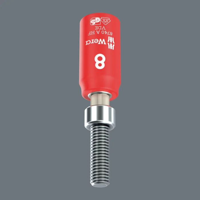 Wera 8740 A VDE HF Zyklop lokma bits, izole, 1/4 soketli, altıgen soketli vidalar için tutucu özellikli, 8 x 47 mm