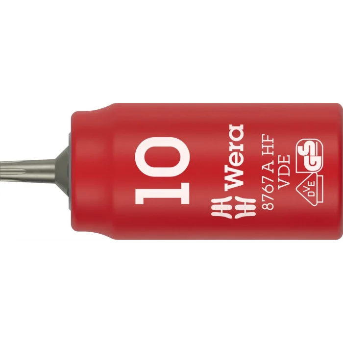 Wera 8767 A VDE HF TORX® Zyklop lokma bits, izole, 1/4 soketli, tutucu özellikli, TX 10 x 36 mm