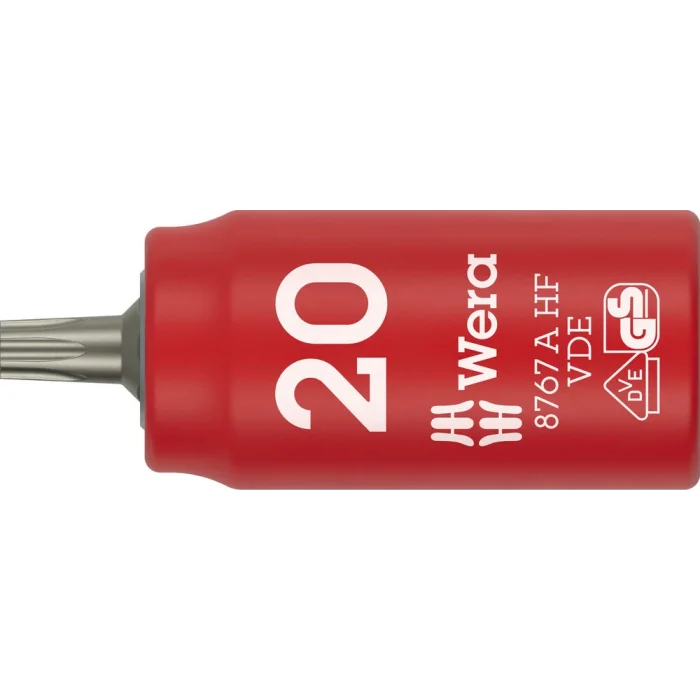 Wera 8767 A VDE HF TORX® Zyklop lokma bits, izole, 1/4 soketli, tutucu özellikli, TX 20 x 36 mm